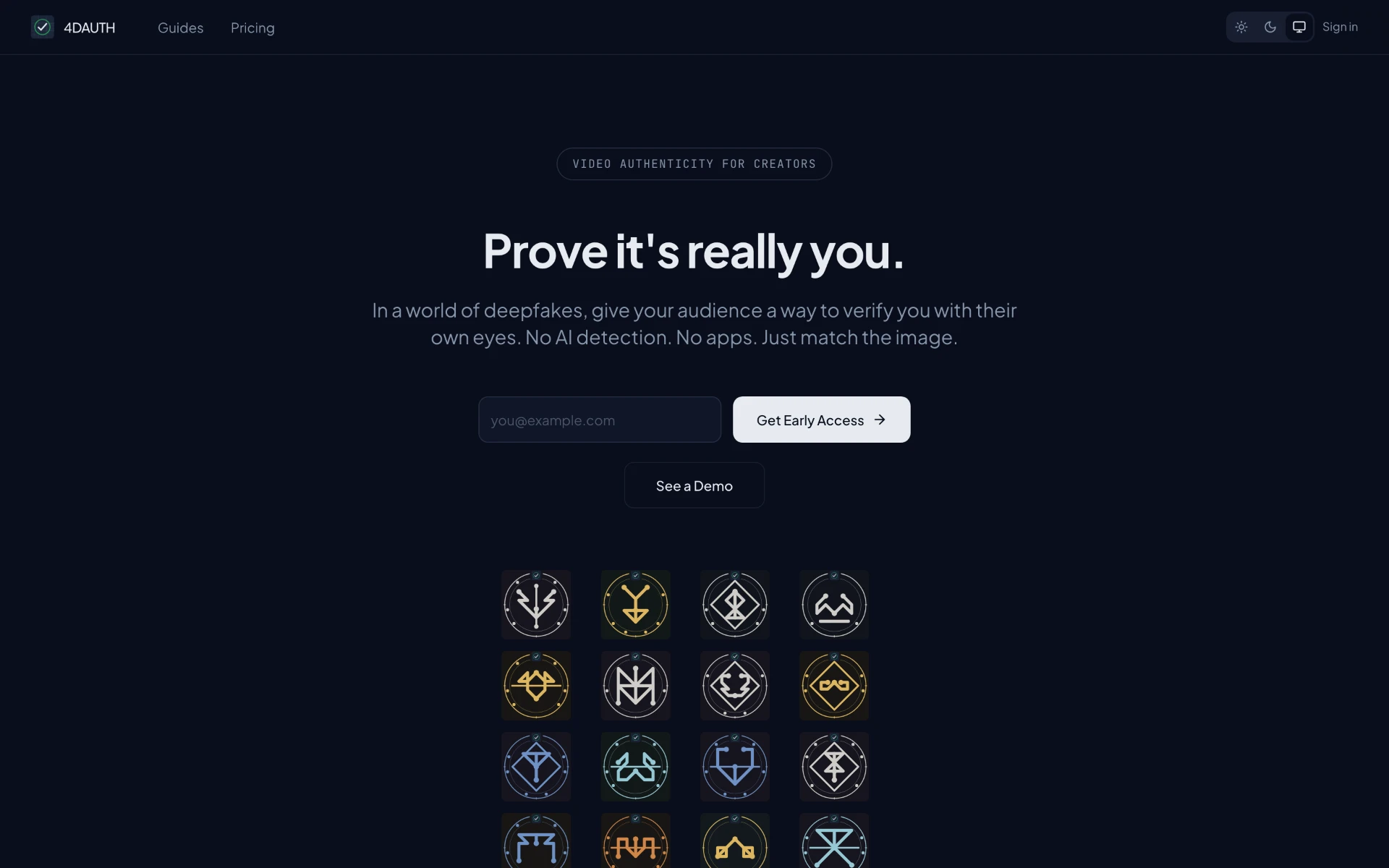 4DAuth landing page for creator video verification
